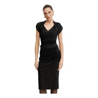 Pinko Pinko - Linnen Midi Jurk - Dames - Jurken - Zwart - Maat: XS Linnen