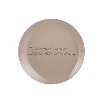 KASANOVA Piatto frutta tortora con scritta 19,5 cm in stoneware