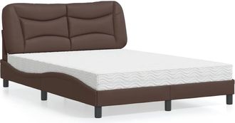 vidaXL Vidaxl - Cama Con Colch&oacute;n Cuero Sint&eacute;tico Marr&oacute;n 140x190 Cm