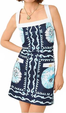 Lilly Pulitzer Duffy Shift Dress In Low Tide Navy Shell Shine Engineered Knit