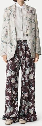 Forte_Forte Peonia My Love Fluid Jacquard Elasticated Pants In Chocolat