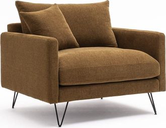 DRAWER Sill&oacute;n XL de tela con patas de metal negras - Bronce