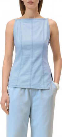 Closed Cotton Strap Top In Light Blue