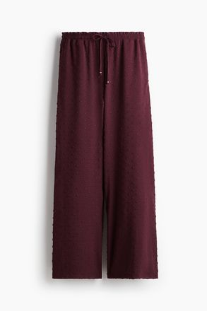 H&M Kordelzughose aus Plumetis - Weinrot