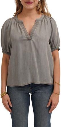 Cyrus Split Neck Tencel Lyocell Top in Light Gray Denim at Nordstrom Rack, Size X-Large