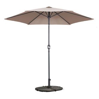 Oviala Parasol derecho inclinable de 3m y 4 losas de aluminio topo