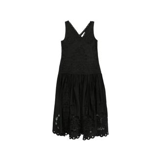 Sea NY V-neck Broderie Anglaise Midi Dress - female - Sea NY - Midi Dresses - Black - XS - Dresses