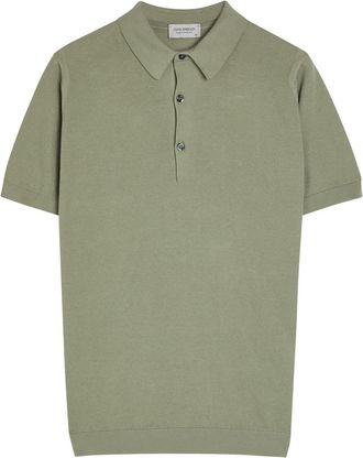 John Smedley Roth Fine-knit Cotton Polo Shirt - Olive - Xxl