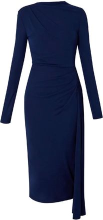Erdem long-sleeves draped midi dress - women - Viscose/Polyamide/Elastane/Acetate/Silk - 10 - Blue