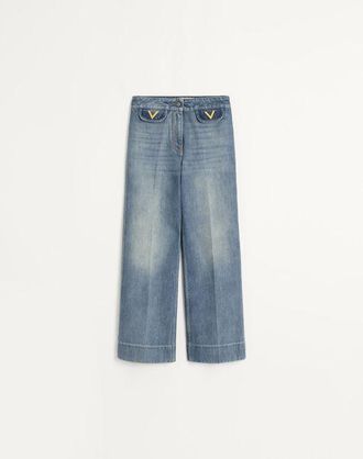 Valentino Pantaloni In Denim Donna BLU 50