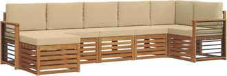 vidaXL Conjunto De Sof&aacute;s De Exterior 7 Uds. Natural Y Beige Vidaxl