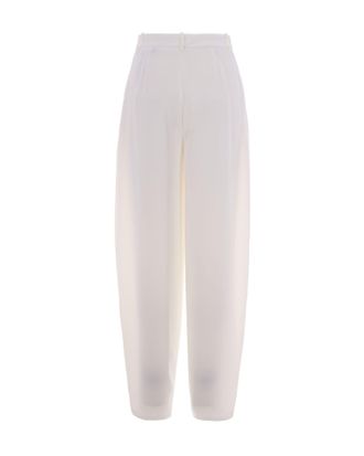 Elisabetta Franchi Ivory Lightweight Crepe Trousers