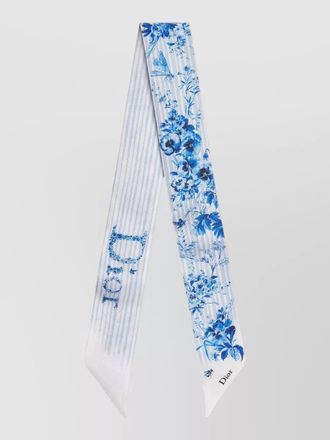 Dior long tie scarf floral and striped