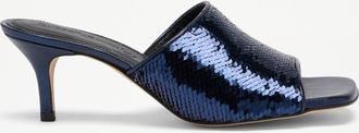 Russell & Bromley SUPERSTOW MID Womens Blue Heeled Mule Sandal