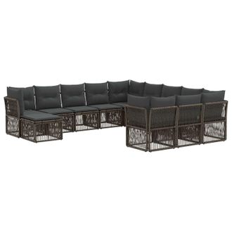 vidaXL Conjunto De Sof&aacute;s De Jard&iacute;n 12 Pcs Gris Rat&aacute;n Sint&eacute;tico Vidaxl