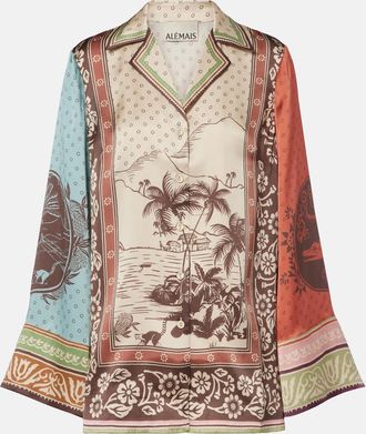 Alemais Al&eacute;mais Alberta printed silk satin shirt