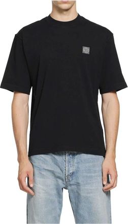 Stone Island Tops, Heren, Zwart, XL, Katoen, SS T-Shirt