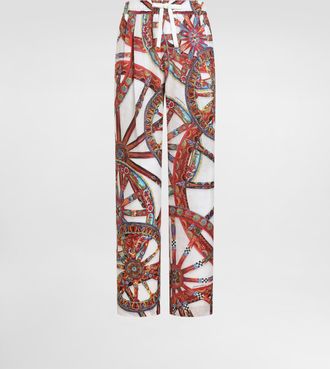Dolce & Gabbana Carretto-print Linen Jogging Trousers - Man Pants And Shorts Multicolor 44