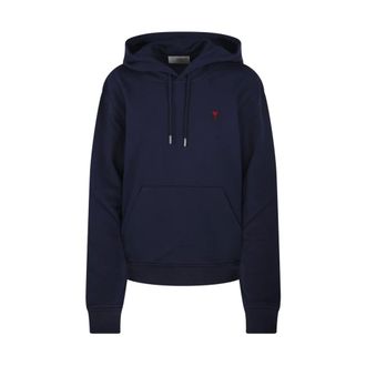 Ami Hoodies, female, Blue, Size: S Night Blue Hoodie Sweatshirt