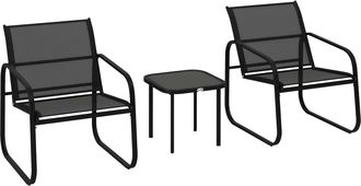 OUTSUNNY Garden Bistro Set - Metal Garden Furniture Set with Mesh Chairs | TJ Hughes
