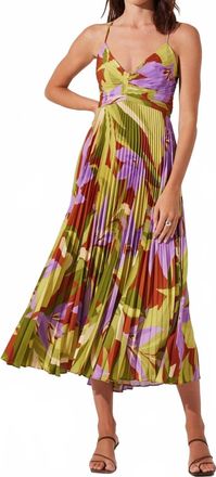 Astr Blythe Midi Dress In Green Rust Floral