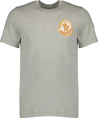 Moncler Geborduurd Logo T-shirt - Heren - T-shirts - Grijs - S - Katoen - Tops