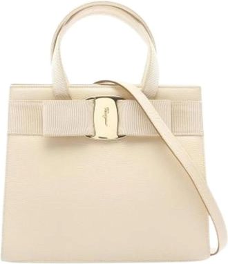 Ferragamo Pre-owned Handbags, female, Beige, Size: ONE SIZE Pre-owned Handbag