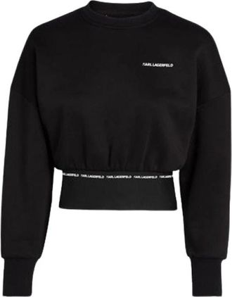 Karl Lagerfeld Branded Elastic Sweatshirt - Dames - Sweatshirts - Zwart - M - Katoen - Hoodies & sweatvesten