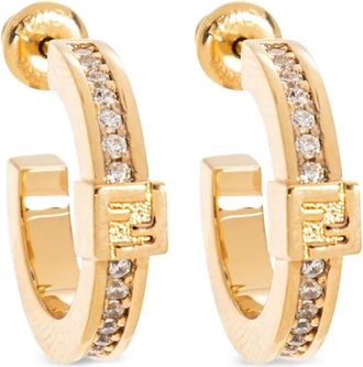 Fendi Orecchini a cerchio con cristalli FF - Oro