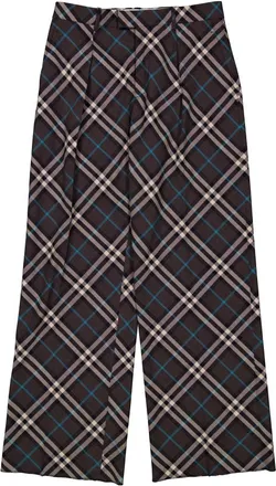 Burberry Check Pattern Oversized Wool Blend Trousers, Brand Size 50 ( US Size 34.3 )