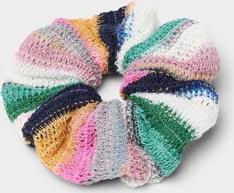 Simons Womens Colourful stripe crochet scrunchie
