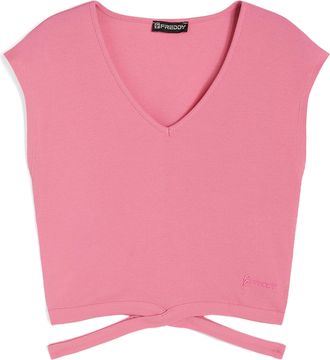 Freddy T-shirt slim fit in costina con gioco di incroci sul fondo