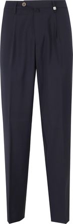 Myths Midnight Blue Zeus Darts Waist Loops Wool Trousers