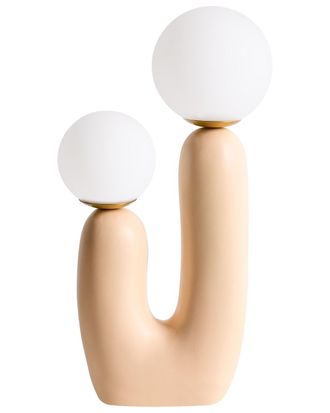 Beliani L&aacute;mpara de mesa beige