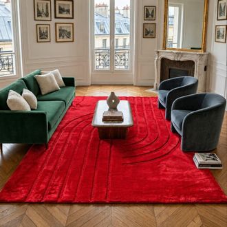 Nazar Rugs Alfombra suave roja, motivo medio arco - 80x150