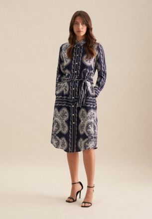 Seidensticker Sommerkleid SEIDENSTICKER Schwarze Rose, Damen, Gr. 4XL (48), Normalgr&ouml;ssen, blau (dunkelblau), 100% Viskose, bedruckt, regular fit, Kleider Sommerkle