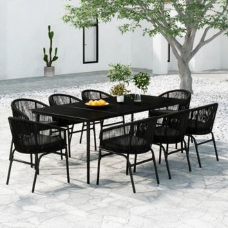 vidaXL Juego De Comedor De Jard&iacute;n 9 Piezas Negro Vidaxl