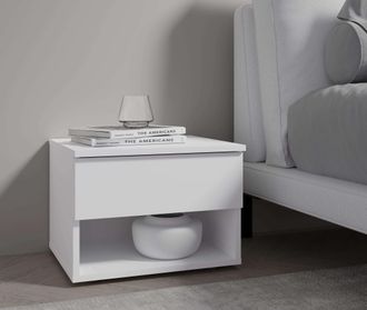 HOME AFFAIRE Nachttisch »Greti 2er Set, Nachtkonsole mit Schublade und Fach, B/T/H: 45/35/35 cm« Set, zwei Stücke, Set, 2 St., zwei Stücke, Nachtschränke, weiss ma