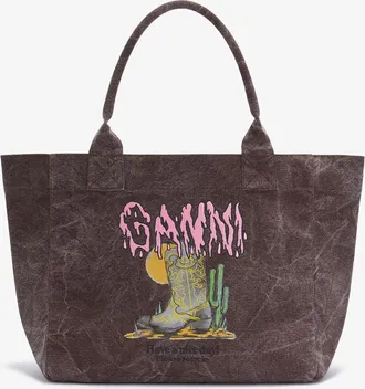 Ganni Brown Medium Western Boot Tote