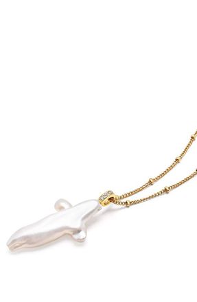 Nialaya Pearl Cross Chain Necklace in Natural Pearl at Nordstrom