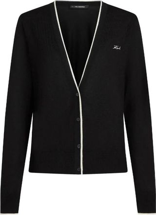 Karl Lagerfeld Essenti&euml;le Merino Wol Vest - Dames - Vesten - Zwart - L - Wol - Truien & Vesten
