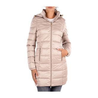 Yes-Zee Gewatteerde Satin Down Jas - Dames - Parka Jassen - Beige - S - Leer - Jassen