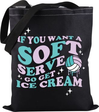 Generic Volleyball Tote Bag If You Want A Soft Serve Go Get Ice Cream Tote Bag Volleyball Player Gift Volleyball Lover Gift (Get Ice Cream TOTE)