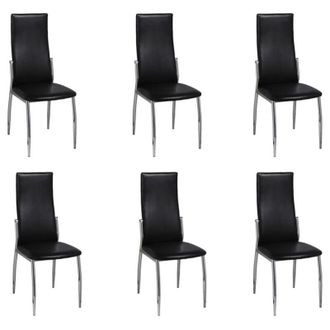 vidaXL Sillas De Comedor 6 Unidades Cuero Sint&eacute;tico Negro Vidaxl