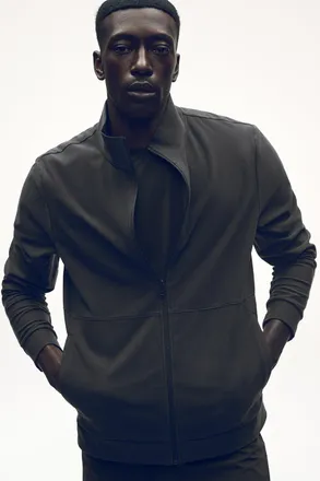 Alo | Conquer Max Mock Neck Full Zip Sweatshirt in Anthracite Grey, Size: 2XL