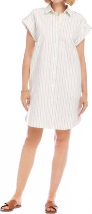 Karen Kane Stripe Cap Sleeve Shirtdress In Off White With Black