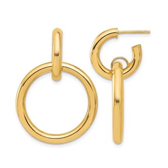 Diamond2Deal 14K Yellow Gold Circle Drop Dangle Earrings