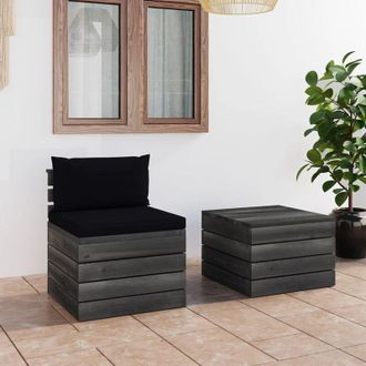 vidaXL Muebles De Jard&iacute;n De Palets 2 Piezas Cojines Madera Maciza Pino Vidaxl
