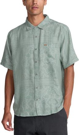 Rvca Mellowist Short Sleeve Button-Up Shirt in Jade at Nordstrom, Size Xx-Large