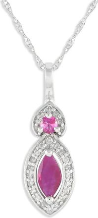 Luxury Bazaar Collana in oro bianco 14 carati con diamanti e rubini - Argento